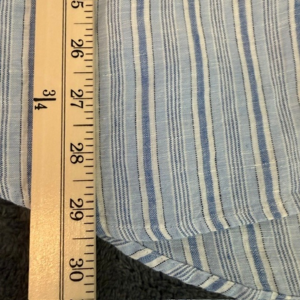 Polo Ralph Lauren Linen Button Down Shirt Striped Long Sleeve Blue Size Large - Picture 10 of 12